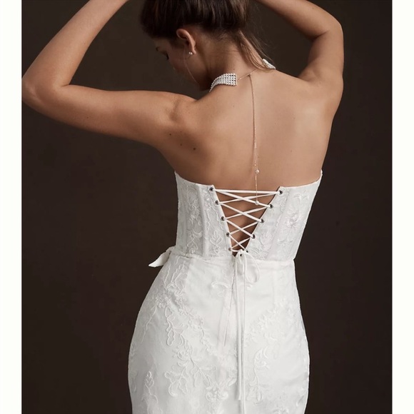 V. CHAPMAN Nigella Corset Side Wrap Mini Dress in Ivory - Picture 6 of 11